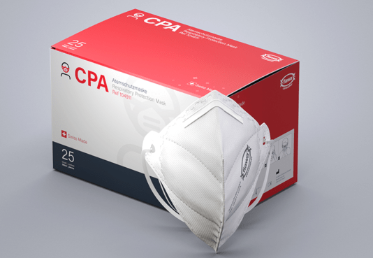 Flawa CPA masque respiratoire SWISS Made avec bandeau blanc 25 pce